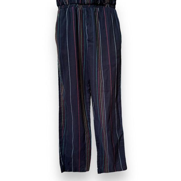 Dolan Womens Jumpsuit Navy Stripe Halter Sleeveless Cotton Lined Tie Pockets S - Picture 6 of 13